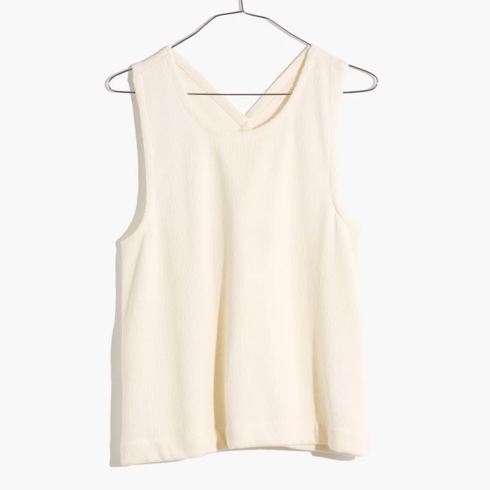 Madewell Cream V-Neck Sleeveless Tank Top